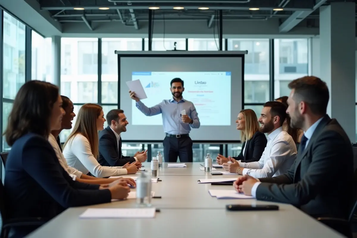 Équipe Learn Up Academy en session de formation